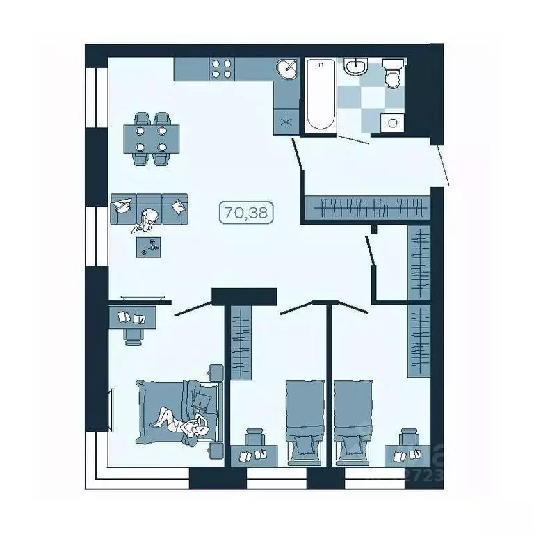 4-к кв. Приморский край, Владивосток ул. Борисенко (70.38 м) - Фото 1