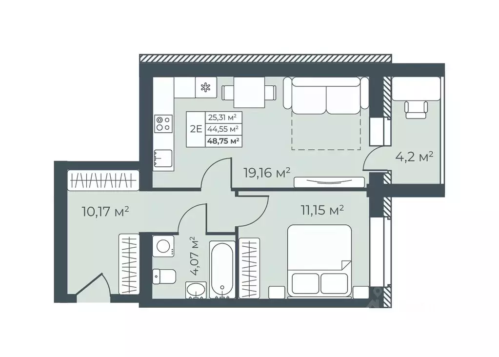 2-к кв. Тульская область, Узловая  (48.75 м) - Фото 1