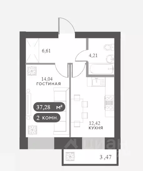 1-к кв. Красноярский край, Красноярск Академгородок мкр,  (37.28 м) - Фото 1