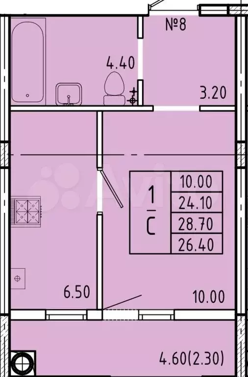 Квартира-студия, 28,7 м, 1/10 эт. - Фото 0