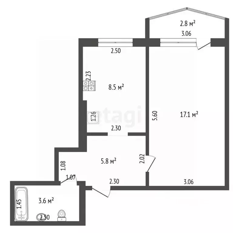 1-к кв. Саха (Якутия), Якутск ул. Дзержинского, 7/1 (35.0 м) - Фото 2