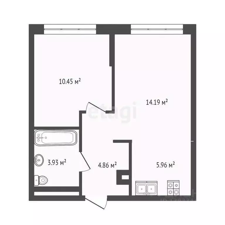1-к кв. Тюменская область, Тюмень ул. Первооткрывателей, 8 (37.4 м) - Фото 2