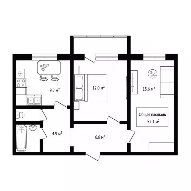 2-к кв. Новосибирская область, Новосибирск ул. Титова, 236/2 (52.1 м) - Фото 2