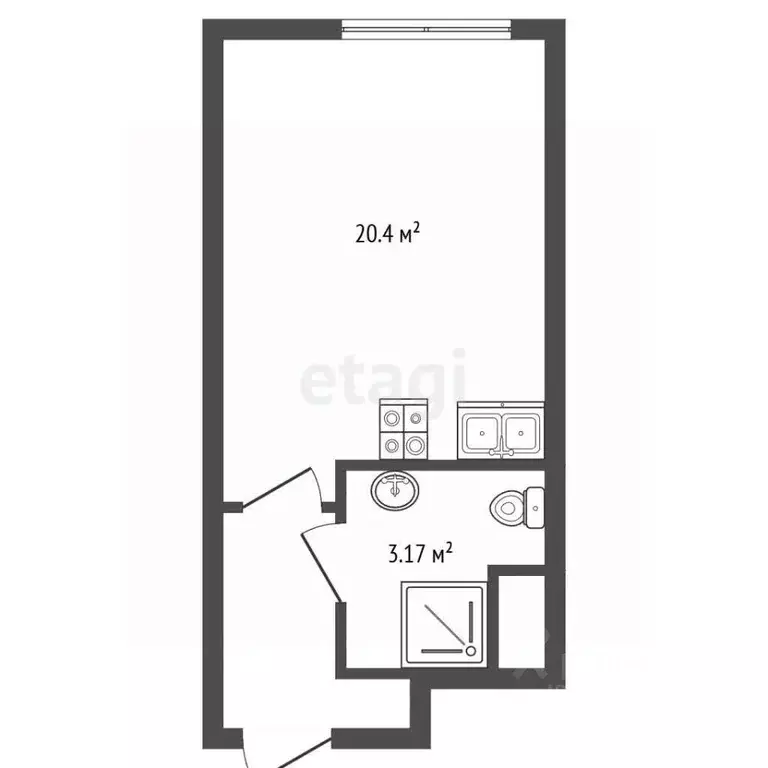 Студия Санкт-Петербург просп. Крузенштерна, 4 (20.4 м) - Фото 2