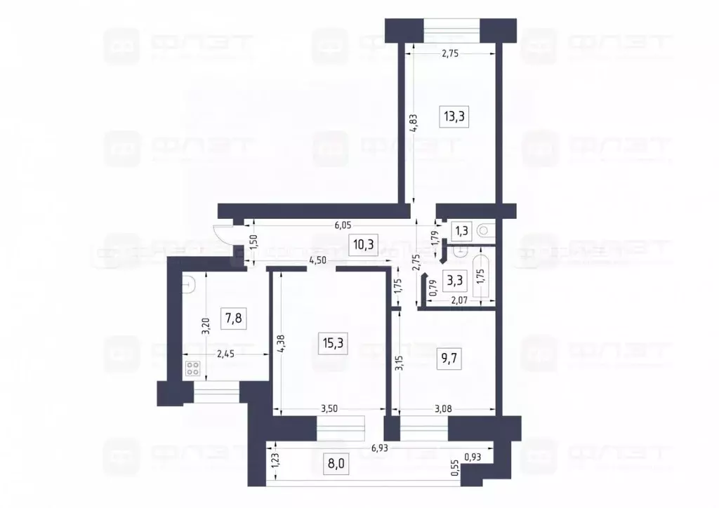 3-к кв. Татарстан, Казань ул. Академика Парина, 6 (61.0 м) - Фото 1