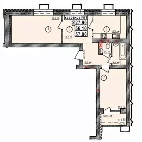 2-к кв. Липецкая область, Усмань Северо-Восточный мкр,  (57.8 м) - Фото 1