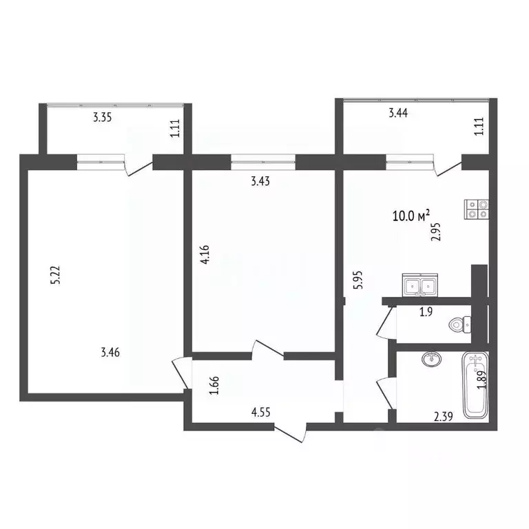 2-к кв. Самарская область, Самара пер. Водителей, 5 (56.7 м) - Фото 2