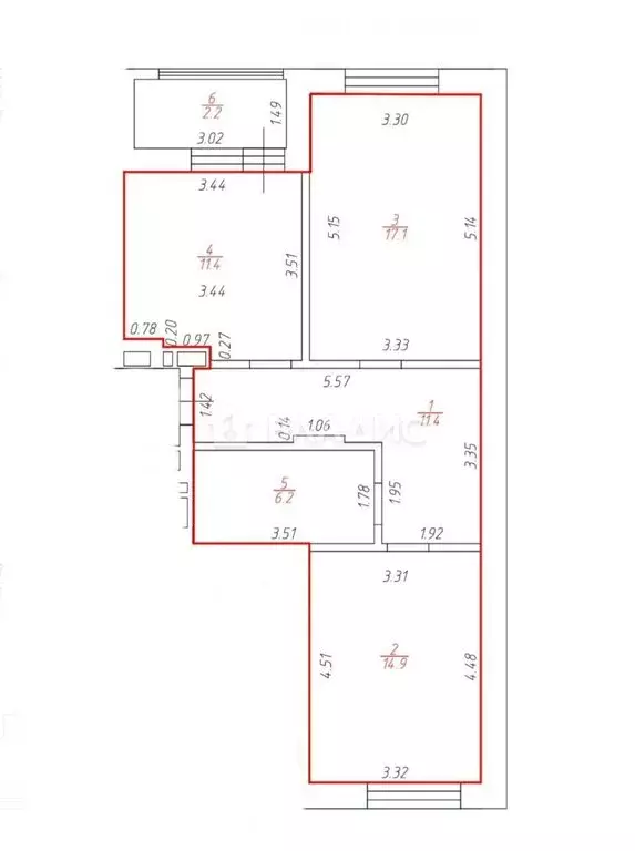 2-комнатная квартира: Казань, улица Назиба Жиганова, 2А (63.2 м) - Фото 1