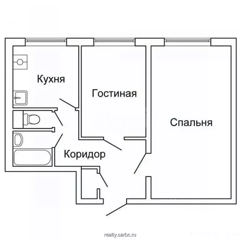 2-к кв. Татарстан, Казань ул. Гагарина, 10 (44.5 м) - Фото 1