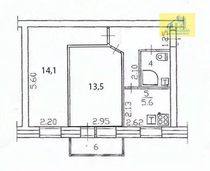 2-к кв. Московская область, Раменское Фабричная ул., 48 (42.9 м) - Фото 1