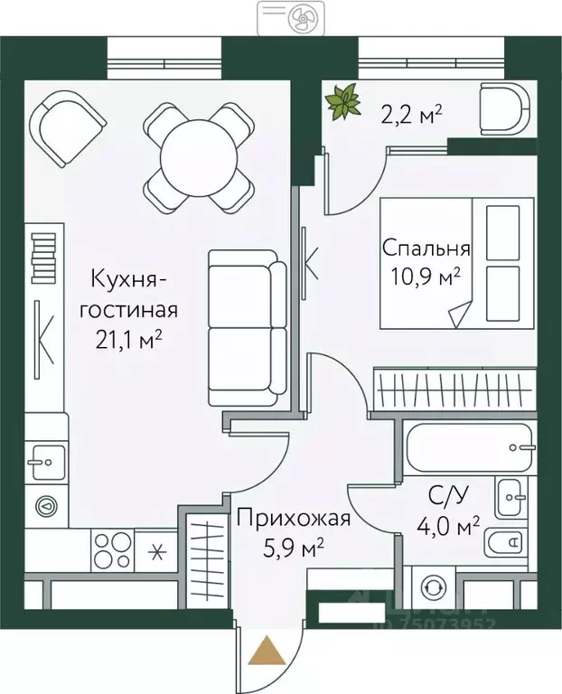 1-к кв. Волгоградская область, Волгоград Новосибирская ул., 74с1 (44.1 ... - Фото 0