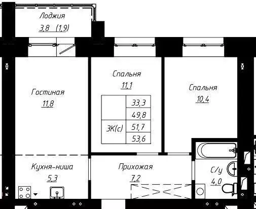 3-к кв. Алтайский край, Барнаул ул. Чернышевского, 189к1 (51.0 м) - Фото 2