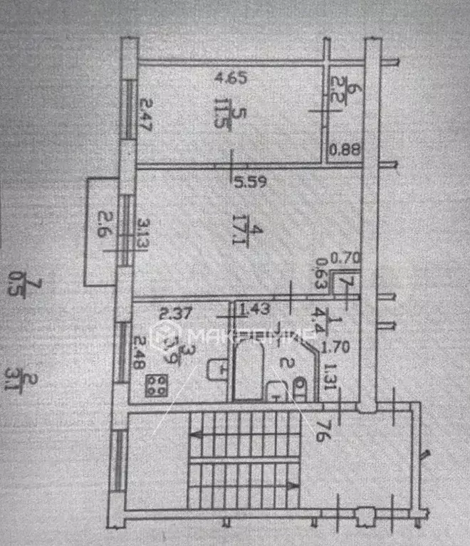 2-к. квартира, 44,7 м, 4/5 эт. - Фото 0