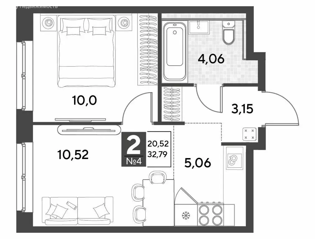 2-комнатная квартира: Калуга, улица Болдина, 22/1 (32.79 м) - Фото 0