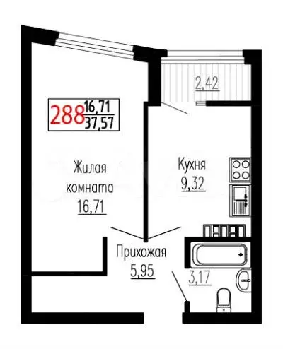 1-к. квартира, 37,6 м, 22/22 эт. - Фото 0