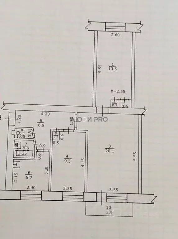 3-к кв. Башкортостан, Благовещенск ул. Седова, 115 (60.9 м) - Фото 2