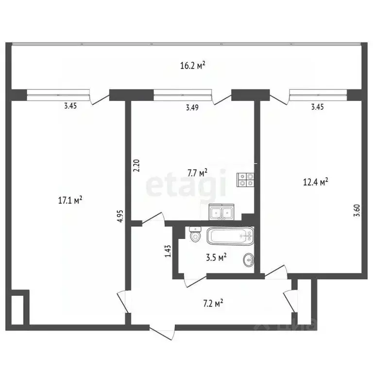 2-к кв. Крым, Черноморское пгт ул. Димитрова, 5 (48.7 м) - Фото 1
