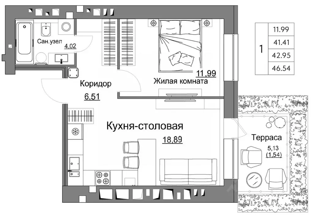 1-к кв. Калужская область, Калуга Жилыеы Острова кв-л,  (42.95 м) - Фото 0