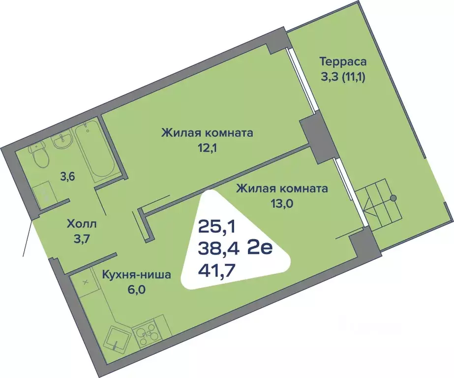 2-к кв. Пермский край, с. Култаево ул. Первоцветная, 107 (41.7 м) - Фото 0