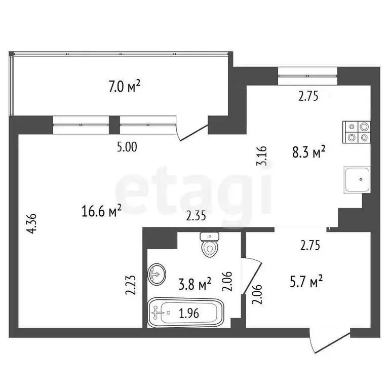 1-комнатная квартира: Евпатория, Симферопольская улица, 2Ч (41.4 м) - Фото 1