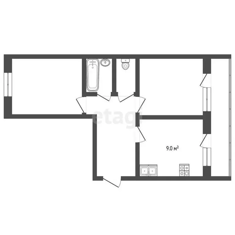 2-комнатная квартира: Выкса, улица Лизы Чайкиной, 15 (52.6 м) - Фото 0