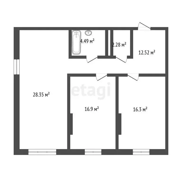 2-комнатная квартира: Тюмень, улица 50 лет Октября, 57В (79.6 м) - Фото 1