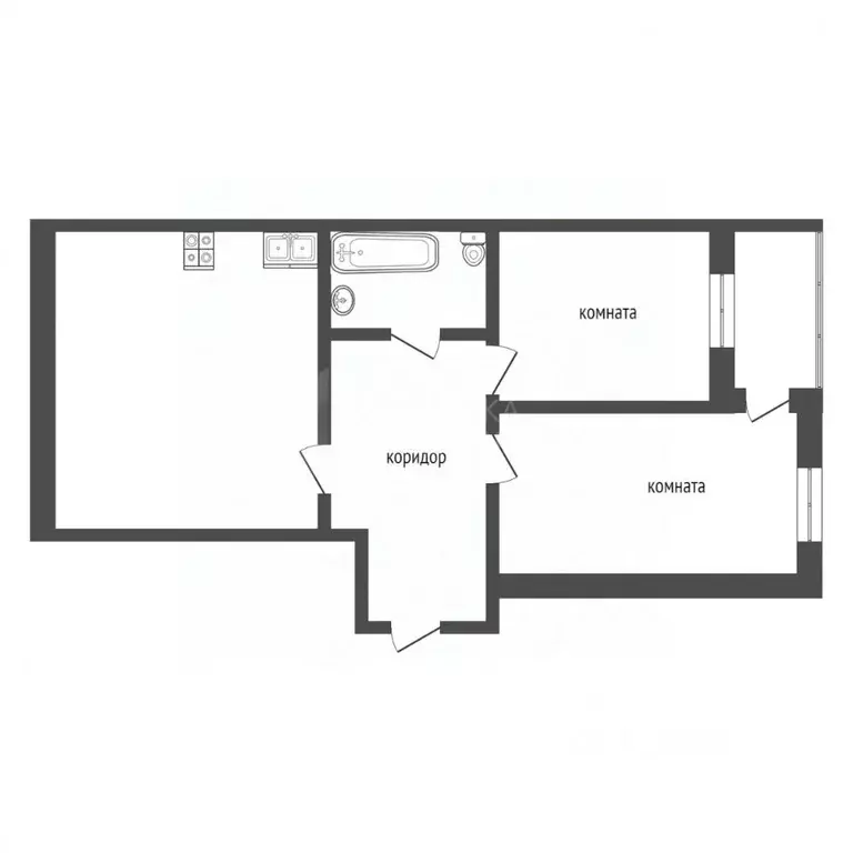 2-к кв. Тюменская область, Тюмень Микрорайон мыс, ул. Малиновского, ... - Фото 1