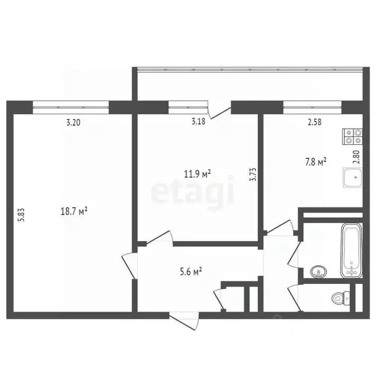 2-к кв. Архангельская область, Архангельск Советская ул., 34 (50.0 м) - Фото 1