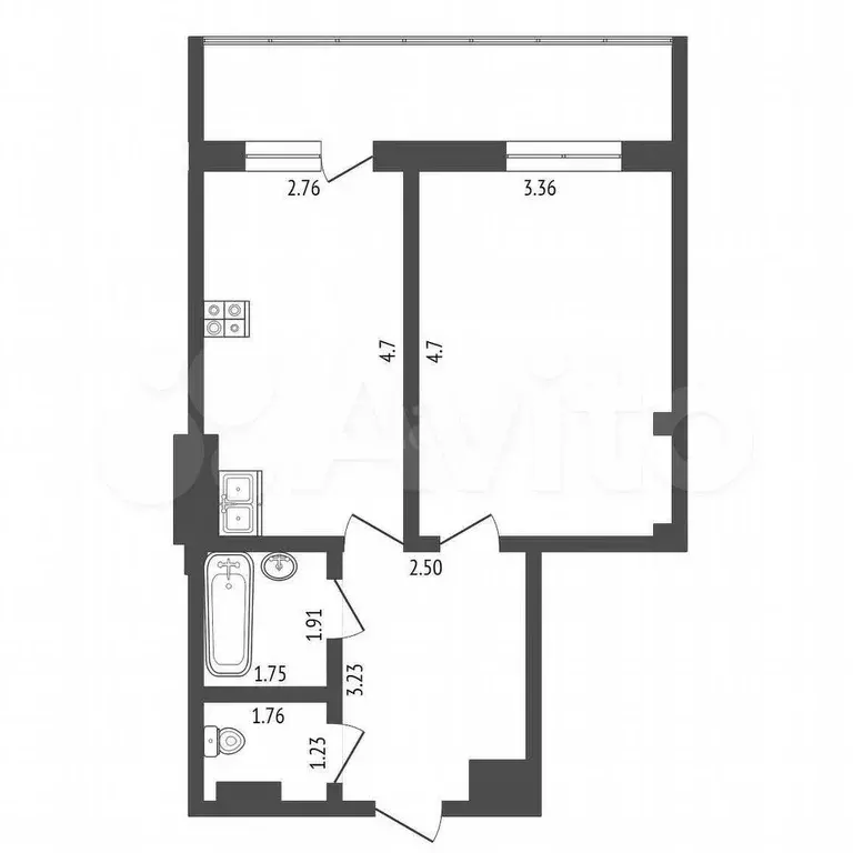 1-к. квартира, 41,1 м, 8/16 эт. - Фото 1