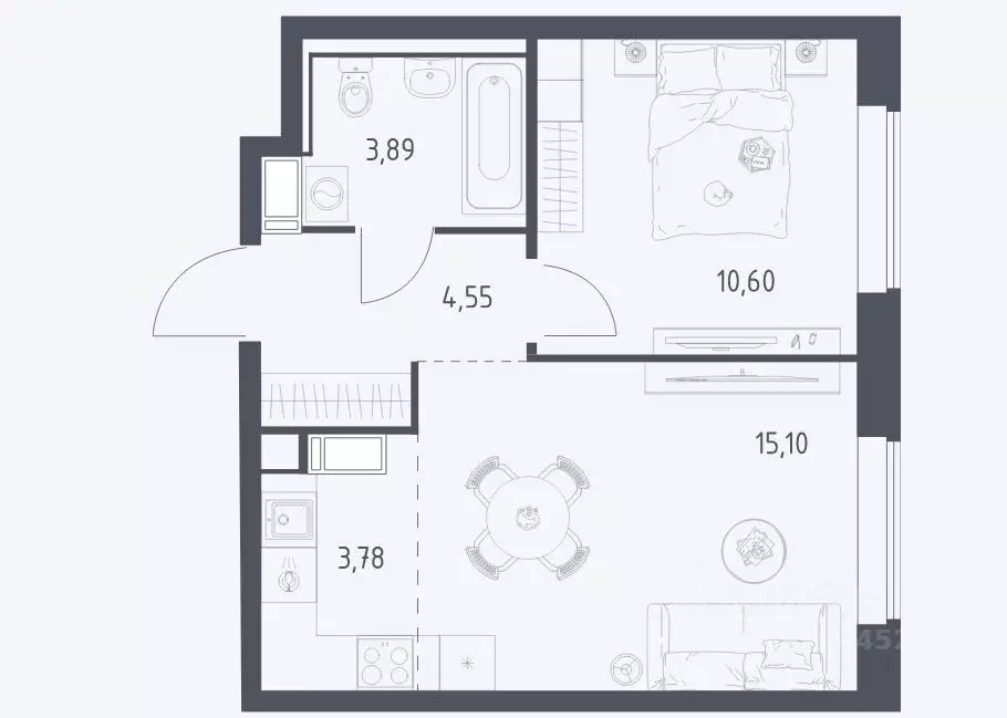 1-к кв. Московская область, Люберцы городской округ, Мирный пгт ул. ... - Фото 2