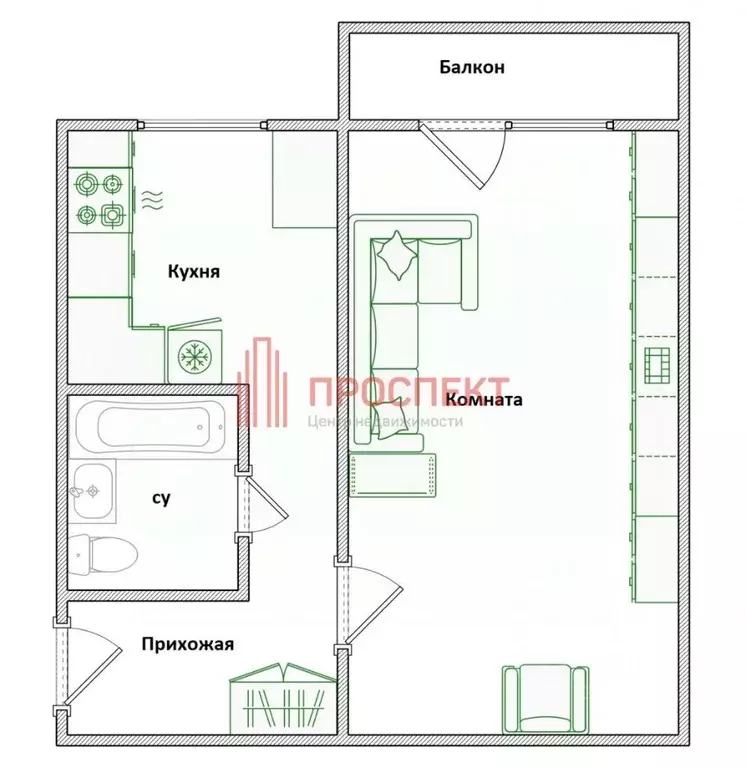 1-к кв. Пензенская область, Пенза ул. Ворошилова, 14 (30.4 м) - Фото 1