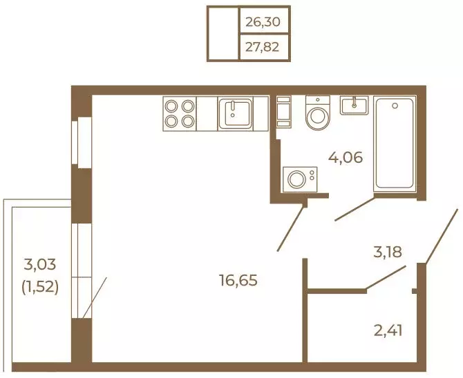 Квартира-студия: Сертолово, Златоглавая улица, 2к1 (27.82 м) - Фото 1