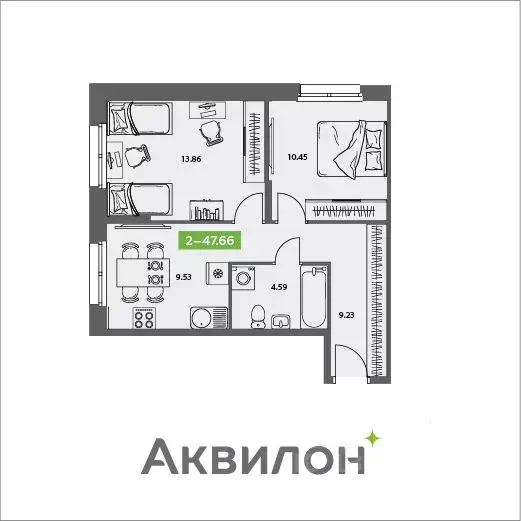 2-к кв. Архангельская область, Северодвинск Аквилон Север жилой ... - Фото 1