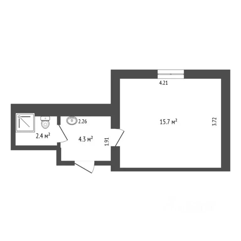 Студия Тюменская область, Тюмень Ткацкий проезд, 8 (22.4 м) - Фото 1