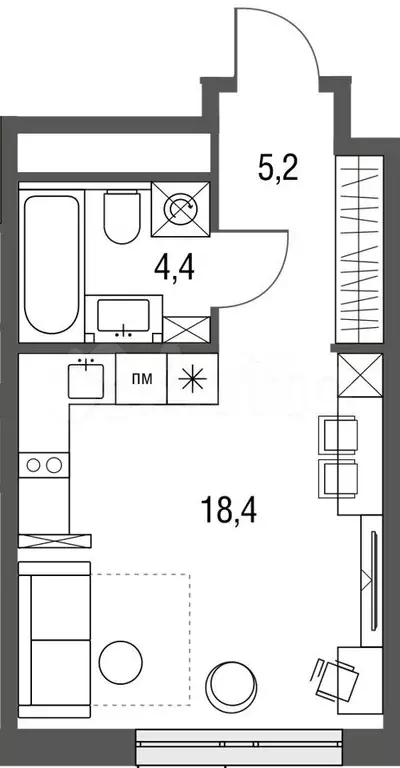 Квартира-студия, 28 м, 17/25 эт. - Фото 0