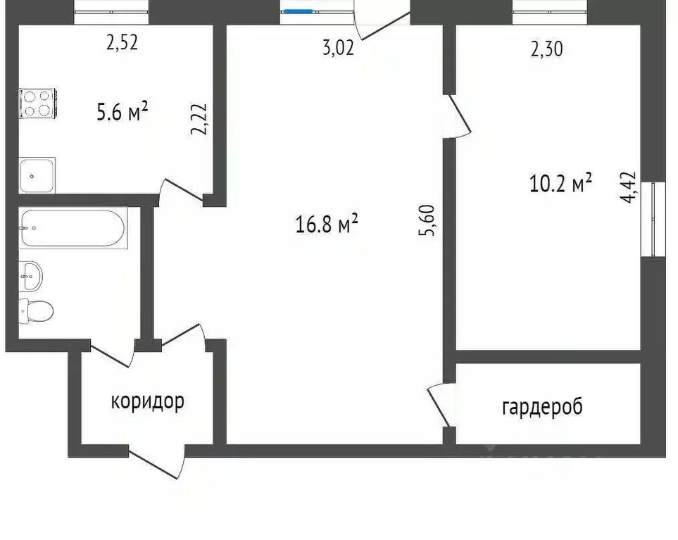 2-к кв. Вологодская область, Вологда ул. Можайского, 48 (43.5 м) - Фото 1