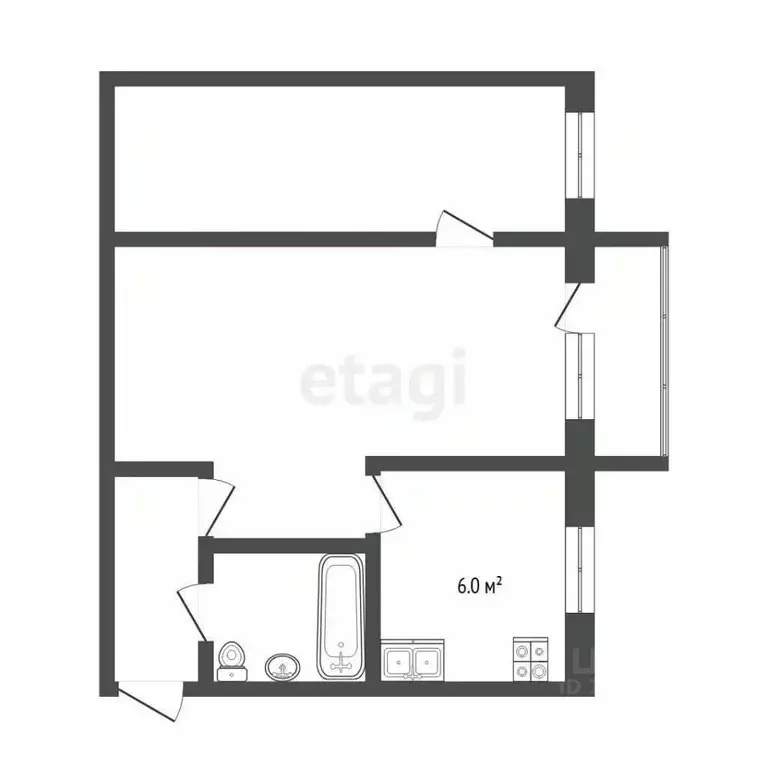 2-к кв. Тюменская область, Тюмень ул. Пермякова, 8 (44.4 м) - Фото 2