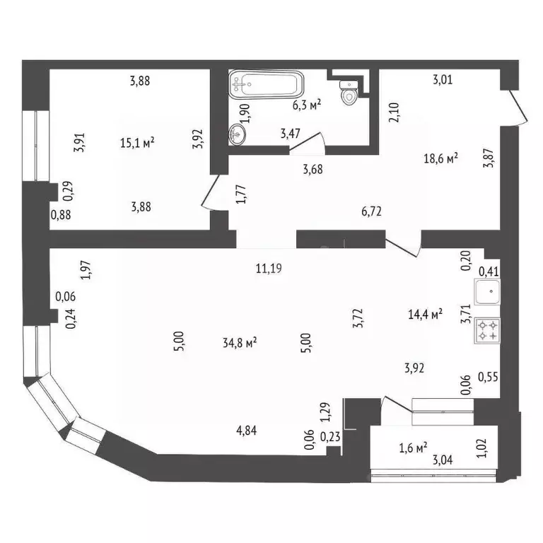 2-к кв. Башкортостан, Уфа ул. Гоголя, 74 (89.2 м) - Фото 1