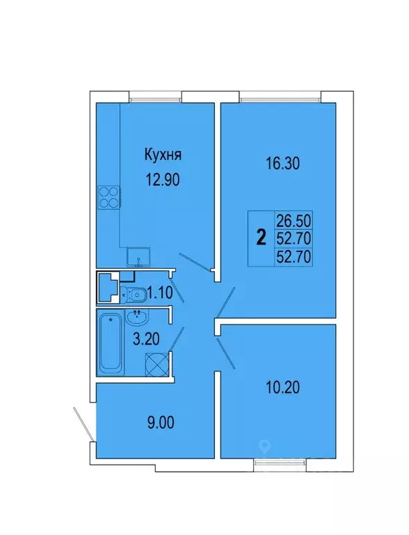 2-к кв. Санкт-Петербург Петергофское ш., 90к3 (54.9 м) - Фото 0
