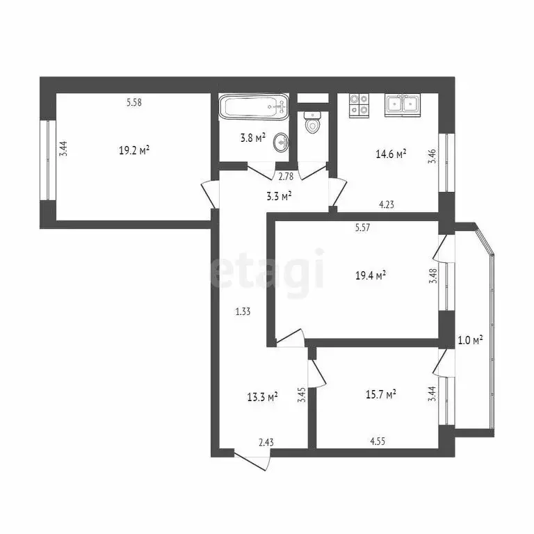 3-комнатная квартира: Тюмень, улица 30 лет Победы, 148 (91 м) - Фото 1