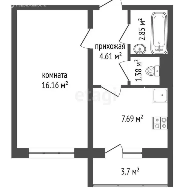 1-комнатная квартира: Чебоксары, Солнечный бульвар, 40 (32.7 м) - Фото 1