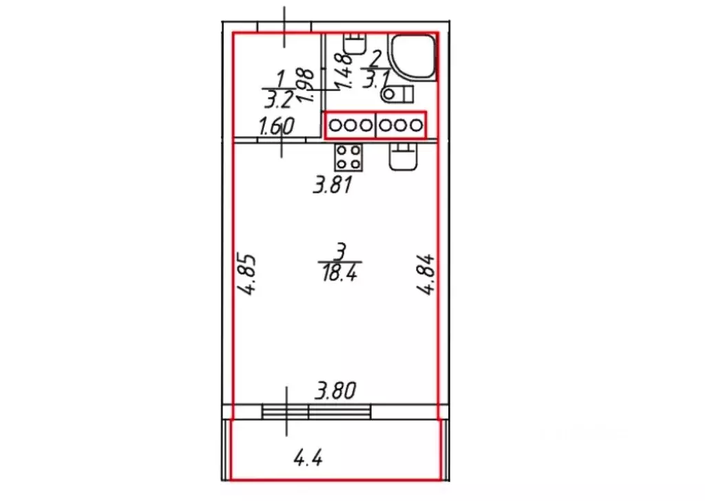Студия Санкт-Петербург пос. Шушары, просп. Новгородский, 2к1 (24.7 м) - Фото 1