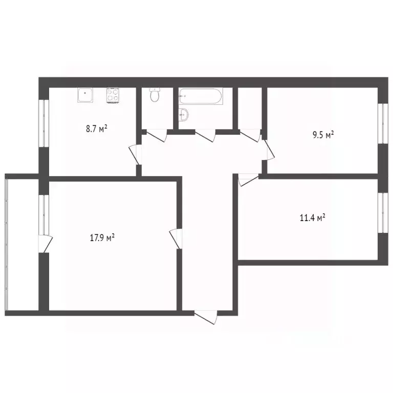 3-к кв. Тюменская область, Тобольск 10-й мкр, 2 (65.0 м) - Фото 1