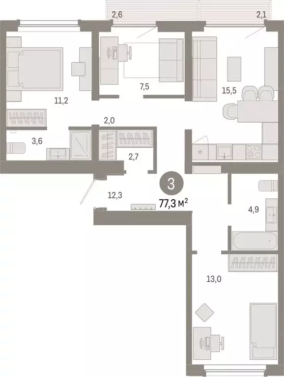 2-комнатная квартира: Екатеринбург, жилой комплекс Брусника в ... - Фото 1