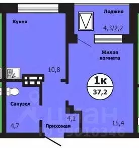 1-к кв. Красноярский край, Красноярск ул. Лесников, 51Б (37.2 м) - Фото 0
