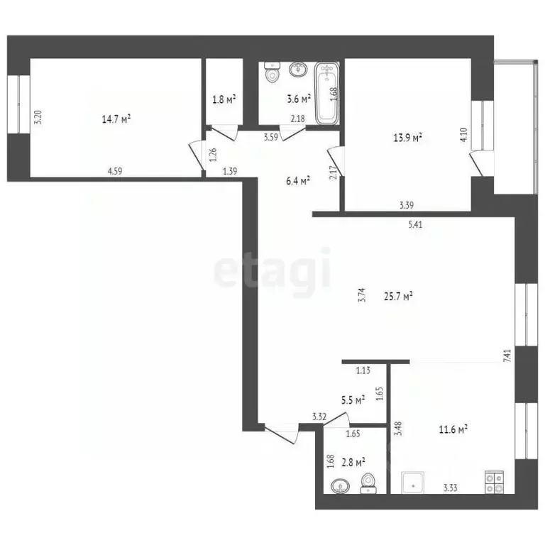 3-к кв. Ямало-Ненецкий АО, Новый Уренгой Строителей мкр, 3 (86.0 м) - Фото 2