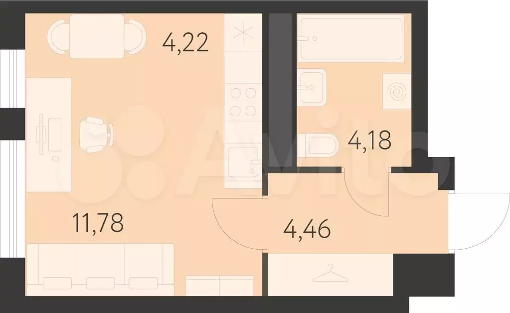 Квартира-студия, 24,6 м, 4/25 эт. - Фото 0