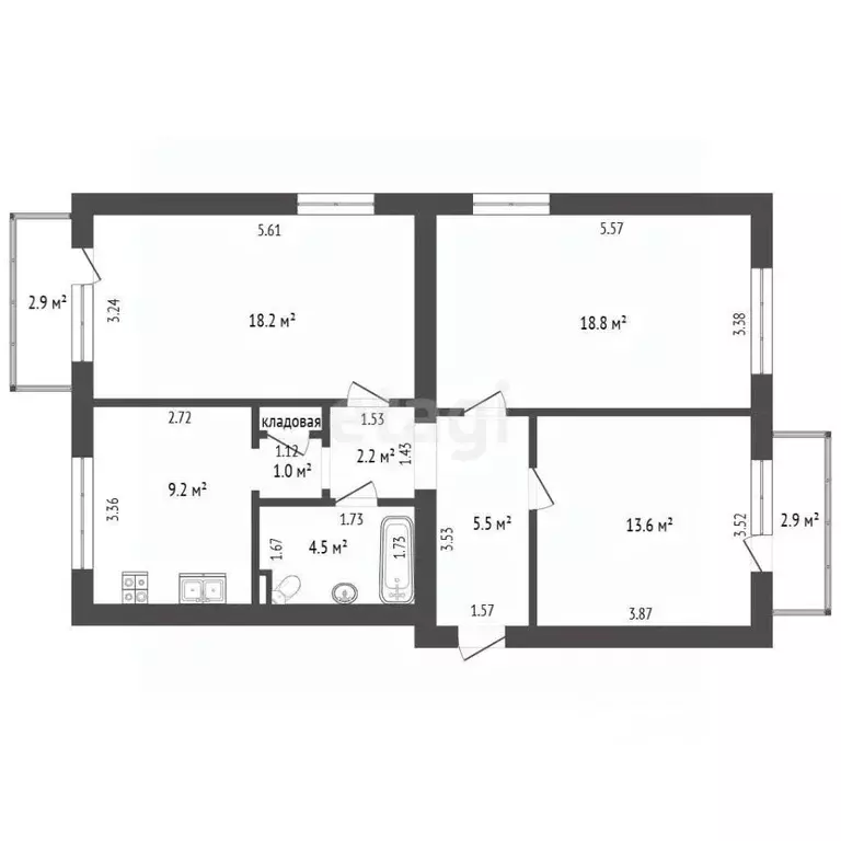 3-к кв. Самарская область, Самара Волжский просп., 35 (73.4 м) - Фото 2