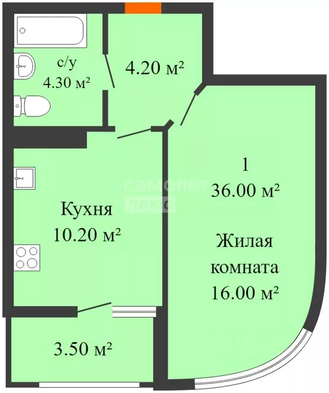 1-к кв. Ростовская область, Ростов-на-Дону Левобережная ул., 6/6с1 ... - Фото 1