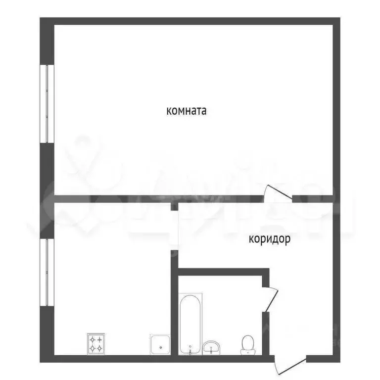 1-к. квартира, 30,8 м, 1/5 эт. - Фото 0
